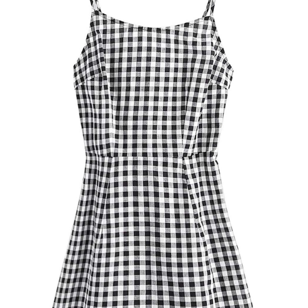 Gingham lace up dress